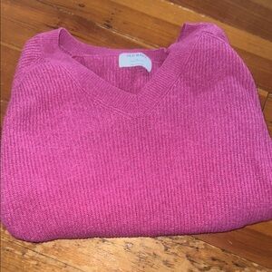Old Navy Pink V-Neck Sweater Ribbed Knit